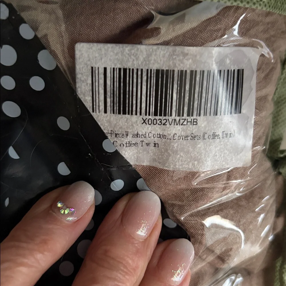 Washed Cotton Duvet Cover Set - Brown twin size‎